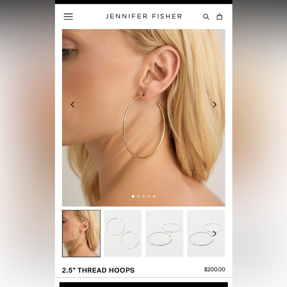 Jennifer Fisher 2.5 Thread Hoops in Plated Brass